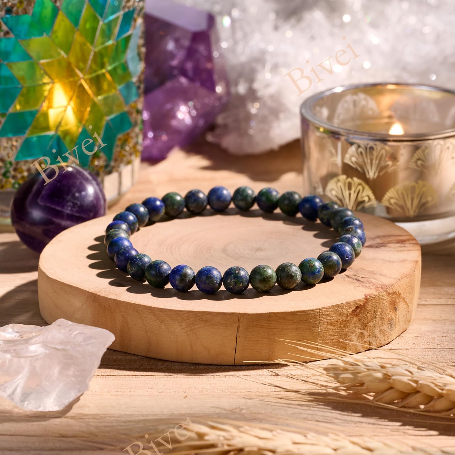 Detalle 2 de Bivei Perlenarmband 6 mm Halbedelstein für Damen