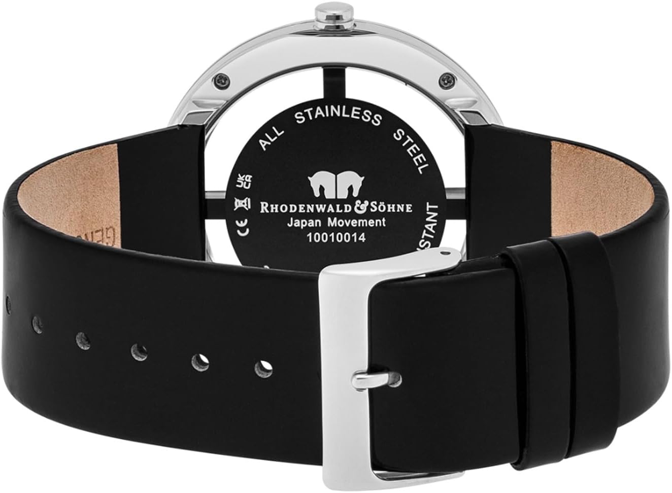 Detalle 2 de Rhodenwald & Söhne 10010014 : montre femme analogique à quartz en acier inox et bracelet cuir
