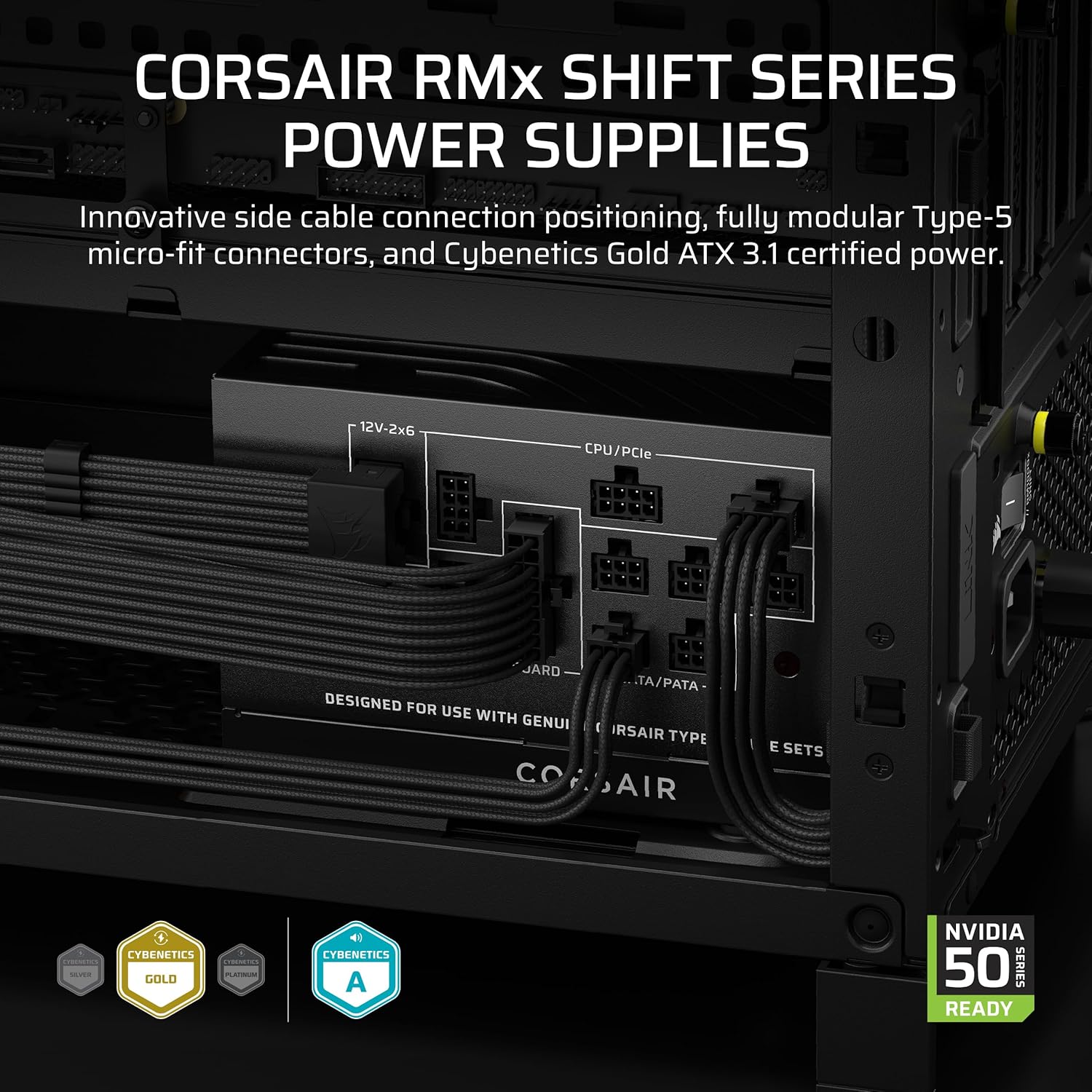 Detalle de CORSAIR RM1000x SHIFT (2025) Fully Modular ATX Power Supply