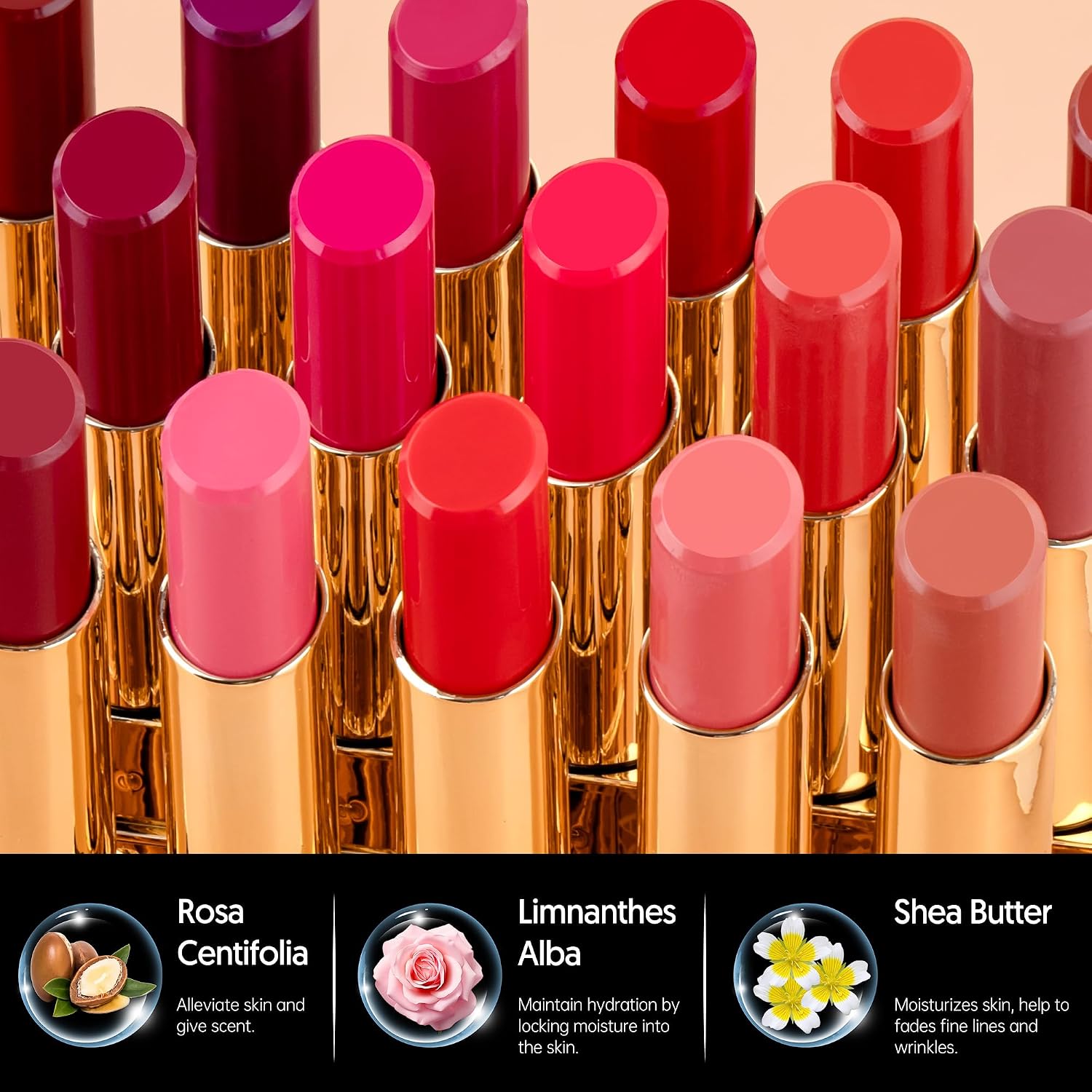 Detalle de MAKI YIKA Moisture Dark Berry Lipstick (MA049) Hydrating Glossy Lip Color for Dry Lips