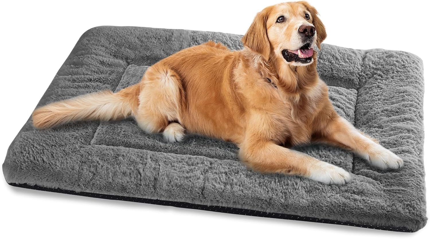 Detalle de Baodan Large Washable Plush Dog Bed – 122x75 cm, Dark Grey