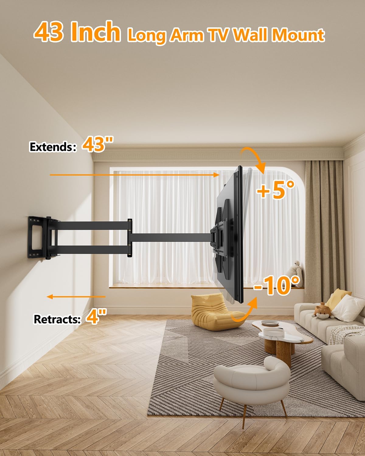 Thumbnail 1 de FORGING MOUNT Long Extension TV Mount: Full Motion Wall Bracket with 43-Inch Arm for 42–80-Inch TVs
