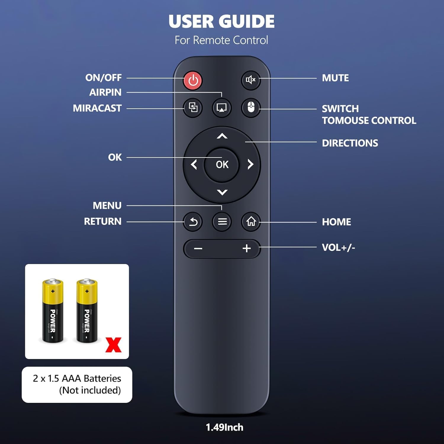 Detalle 2 de Remote Control for HY300 HY320 HY300Pro Mini Portable Projector (IR 3.0) – Back-Up Controller