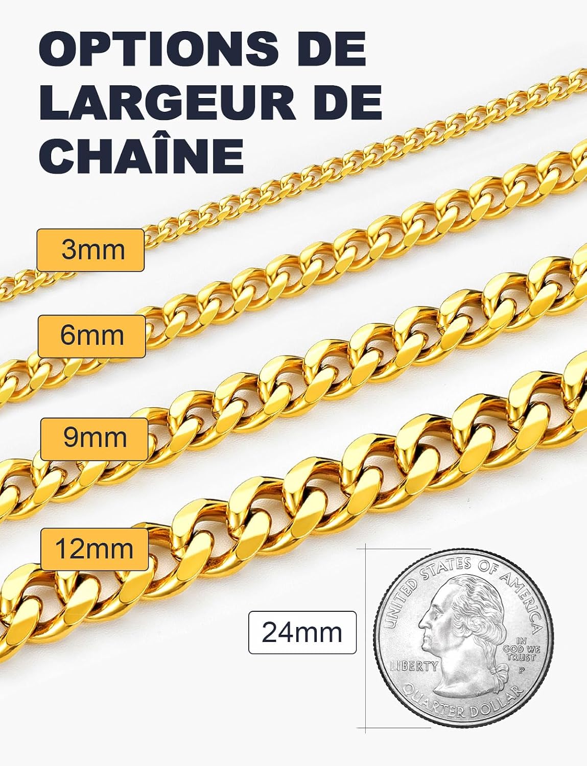 Thumbnail 3 de U7 Chaîne Homme 3/6/9 mm 36–76 cm