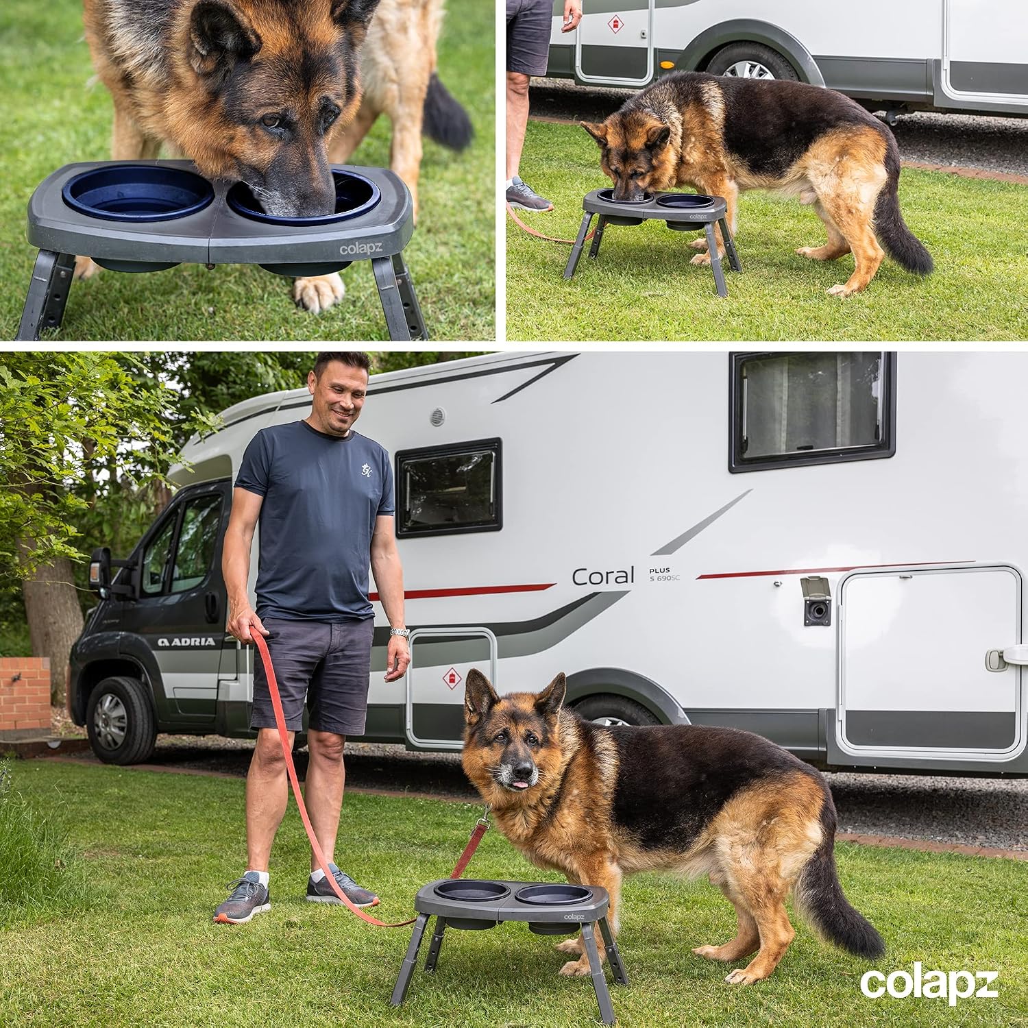 Detalle de Colapz Collapsible Dog Bowls with Adjustable Stand – Foldable Elevated Feeding for Pets
