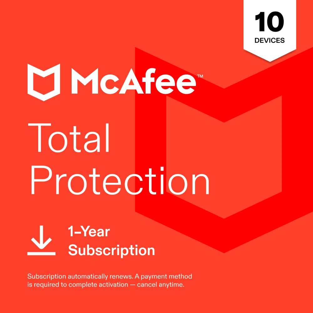 Detalle de McAfee Total Protection 2026 Antivirus Software (10+ Devices) – Auto-Renew