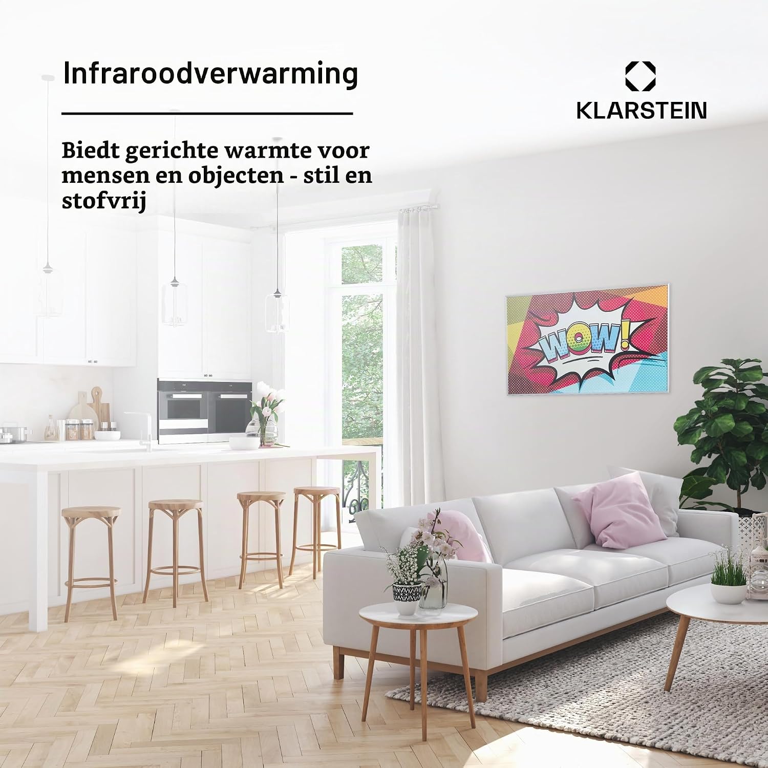 Detalle de Klarstein infraroodverwarming 600 W met thermostaat en IP54