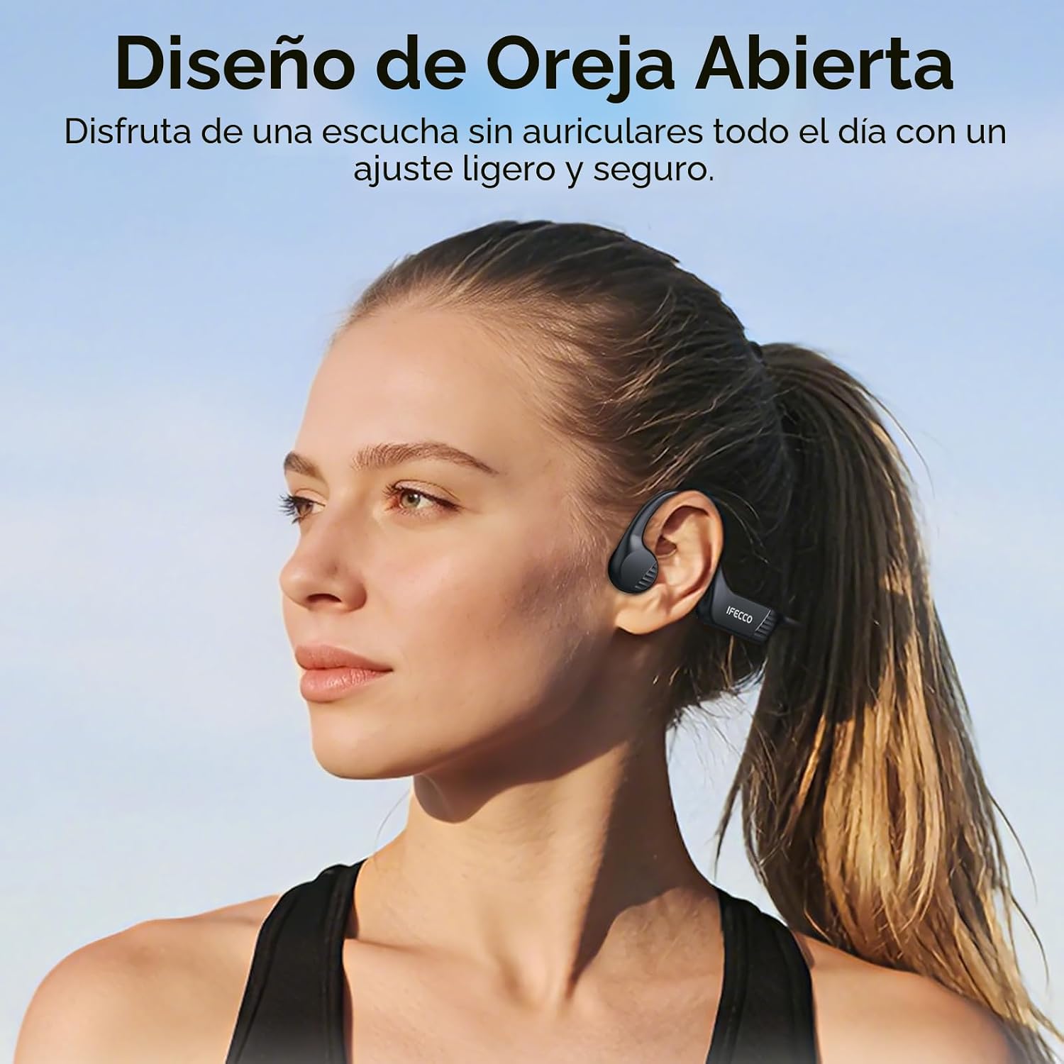 Detalle 2 de IFECCO Auriculares Conducción Ósea Bluetooth 6.0 10h