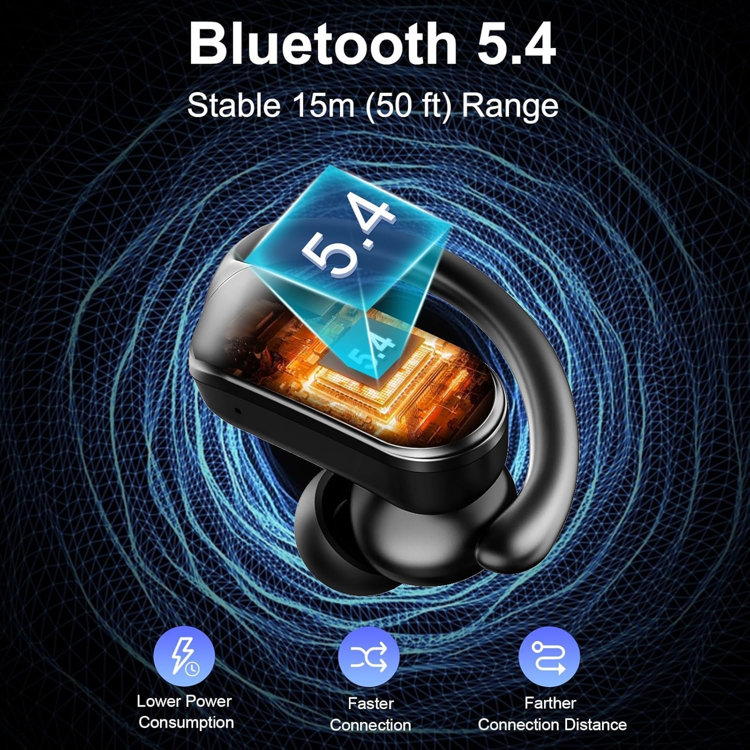 Detalle de Ecouteurs Bluetooth Sans Fil Sport 2026 — Casque Running Étanches IPX8, 70H, 4 ENC, USB-C, HiFi Stéréo