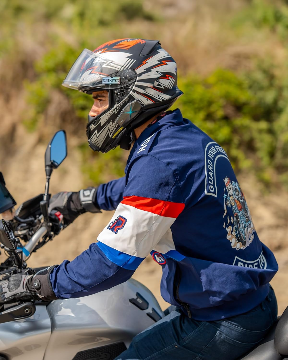 Thumbnail 2 de RIDEIRON Giacca Moto Uomo con Protezioni CE – 4 Stagioni, Fodera Termica Rimovibile, Design con Ricami