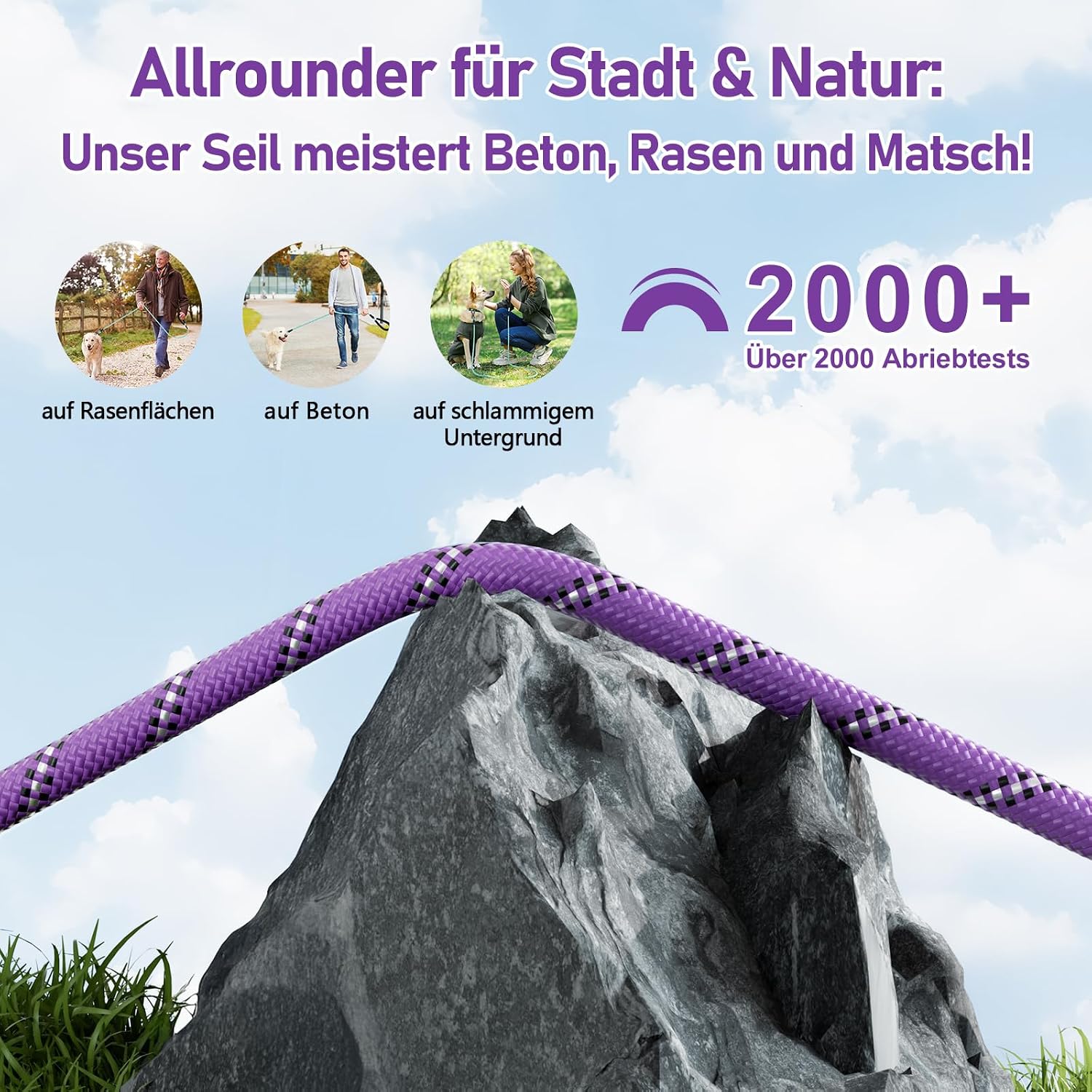 Thumbnail 3 de XXBEN Schleppleine für Hunde mit gepolstertem Griff, 10 m – mit abschließbarem Karabiner