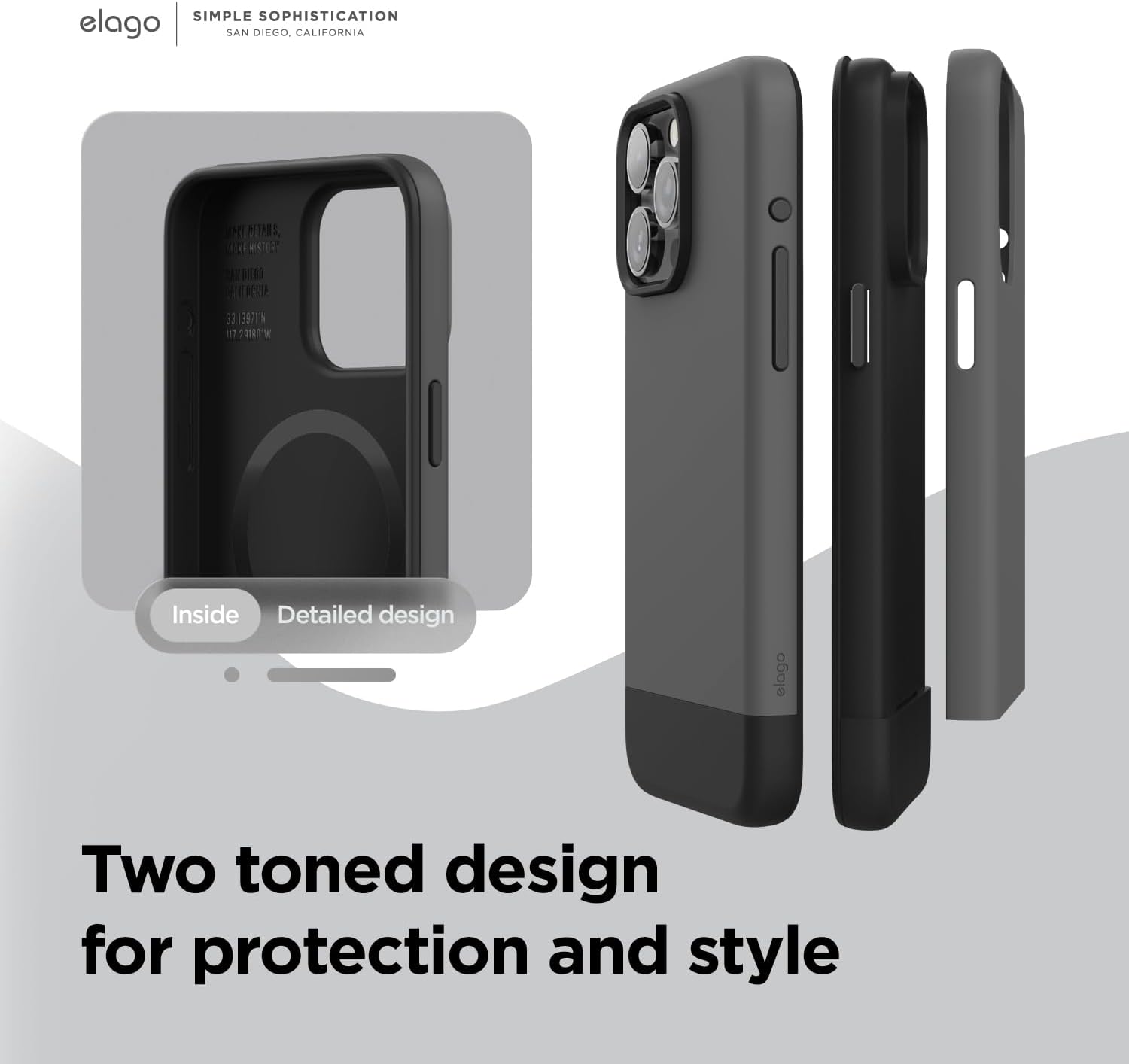 Thumbnail 2 de elago Magnetic Glide pour iPhone 15 Pro coque MagSafe, gris foncé/ noir