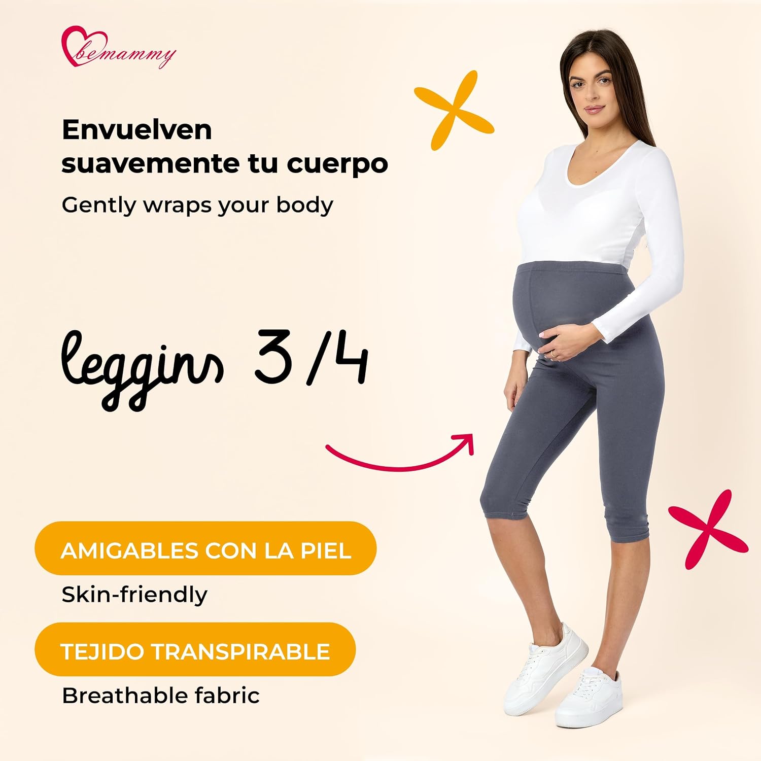 Detalle de Be Mammy Umstandsleggings Be20-229 Leggings 3/4