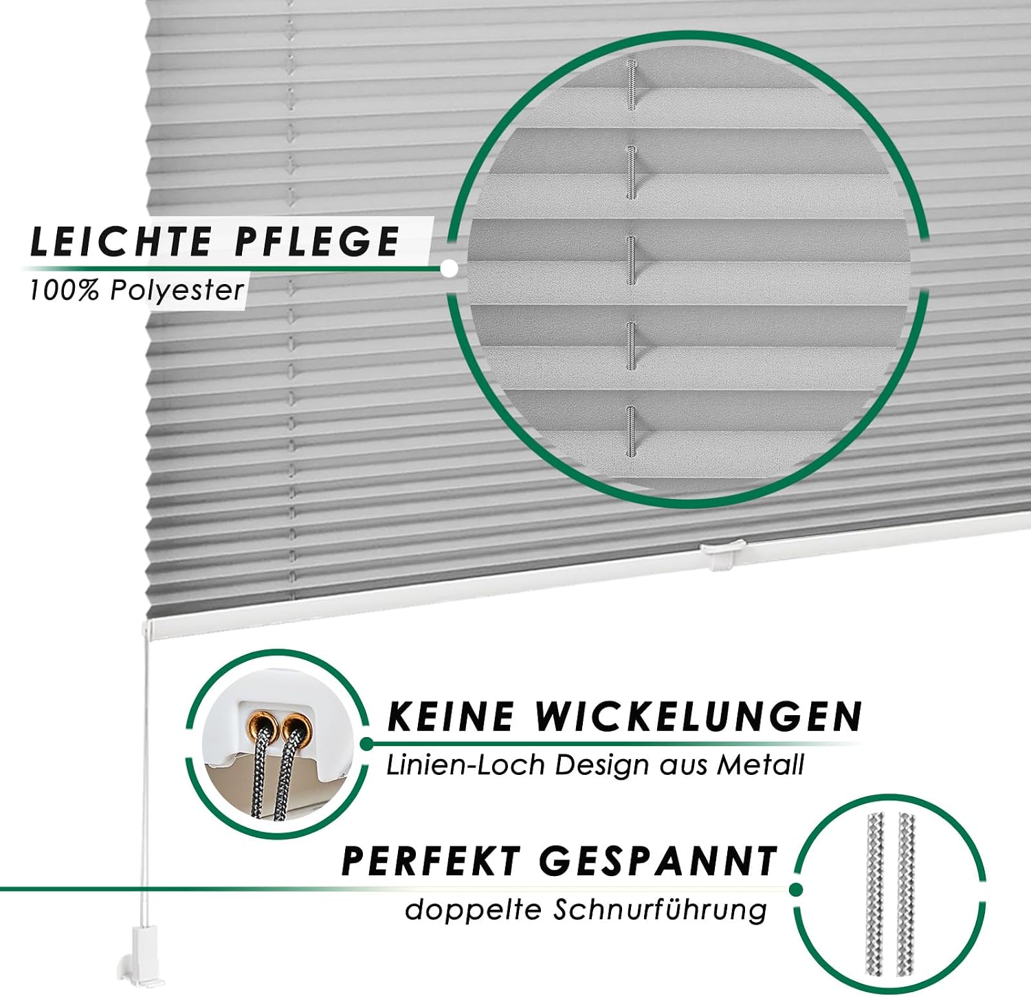 Detalle 2 de Allesin Plissee Klemmfix 70x210 cm 🪟