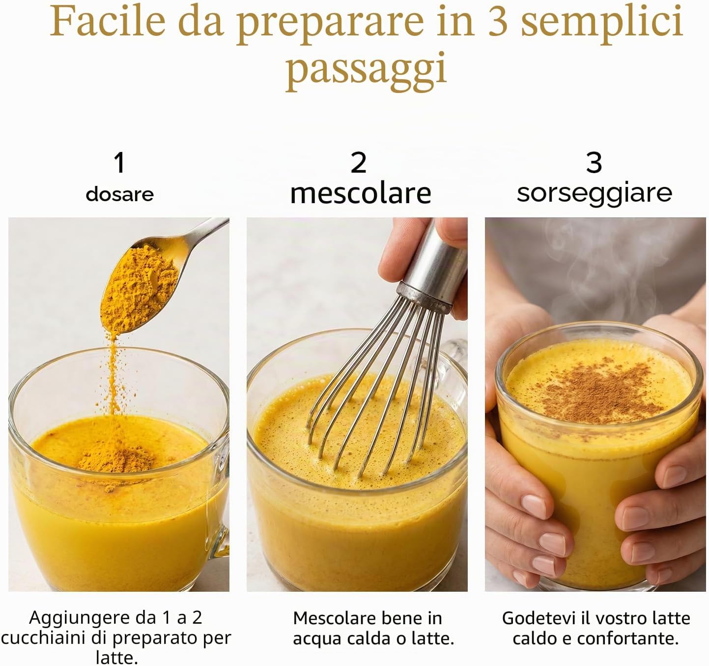 Detalle de VAHDAM Golden Milk Latte in Polvere Curcuma & Ashwagandha – 100 g (40 tazze), senza caffeina e zuccheri aggiunti