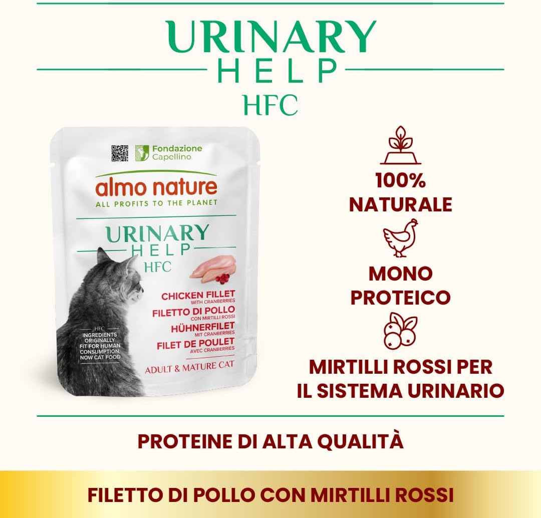 Detalle 2 de Almo Nature HFC Urinary Help: Cibo Umido Monoproteico al Pollo e Mirtilli Rossi per Gatti