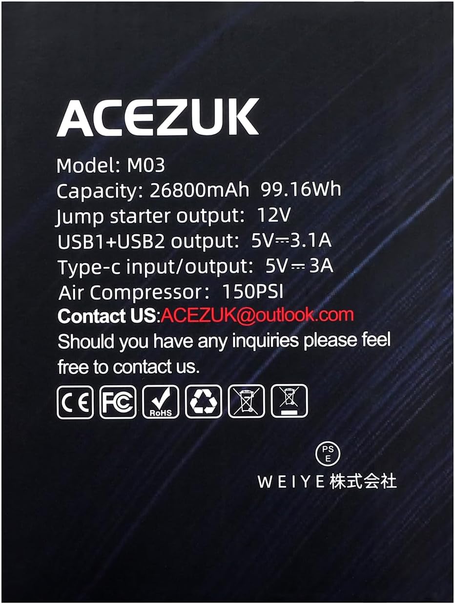 Thumbnail 11 de ACEZUK Arrancador de Batería 7000A ⚡ y Compresor 150PSI