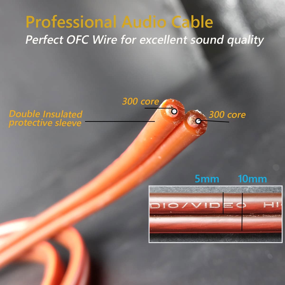 Thumbnail 4 de WOWLED 2 Pack Pure Copper OFC HiFi Speaker Wire (14 AWG) with Gold-Plated Banana Plugs, 2m
