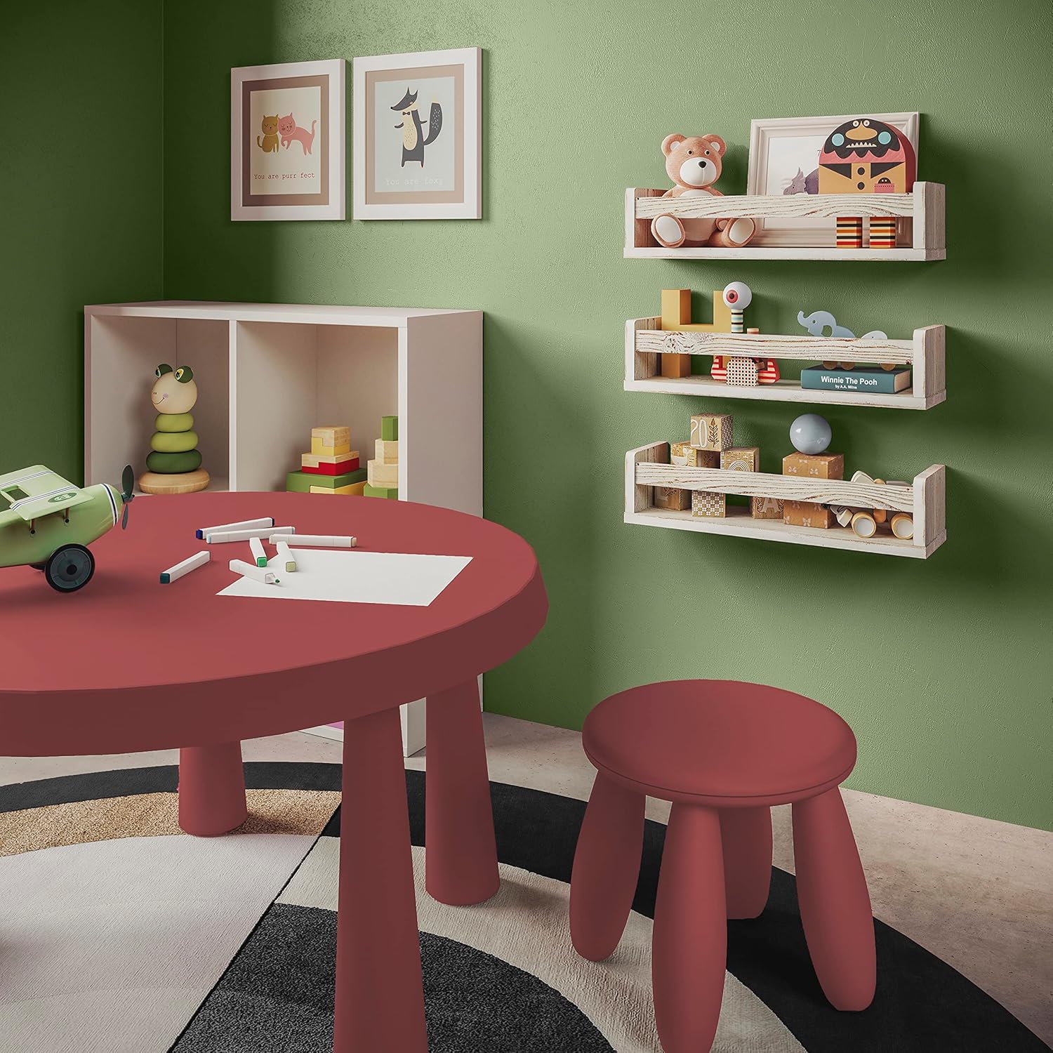 Thumbnail 2 de NATURE SUPPLIES Bücherregal Kinder, 3er-Set – rustikales Montessori Wandregal für Kinderzimmer