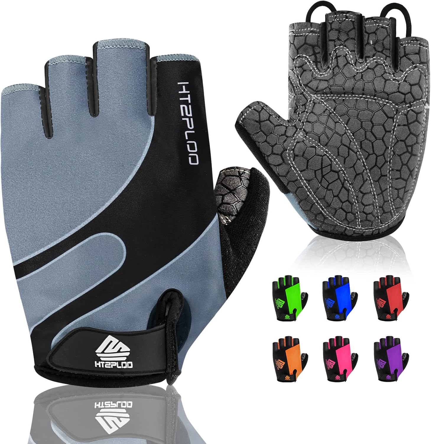 HTZPLOO Bike Gloves for Men and Women with Anti-Slip Padding and Shock Absorption