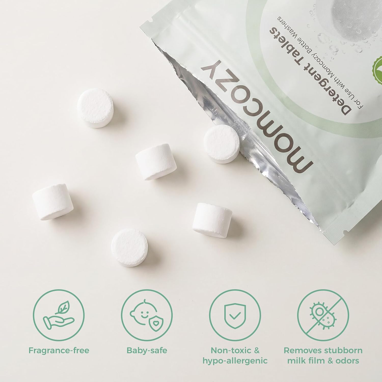 Detalle 2 de Momcozy Official Detergent Tablets for Momcozy Bottle Washers, 120 Tablets
