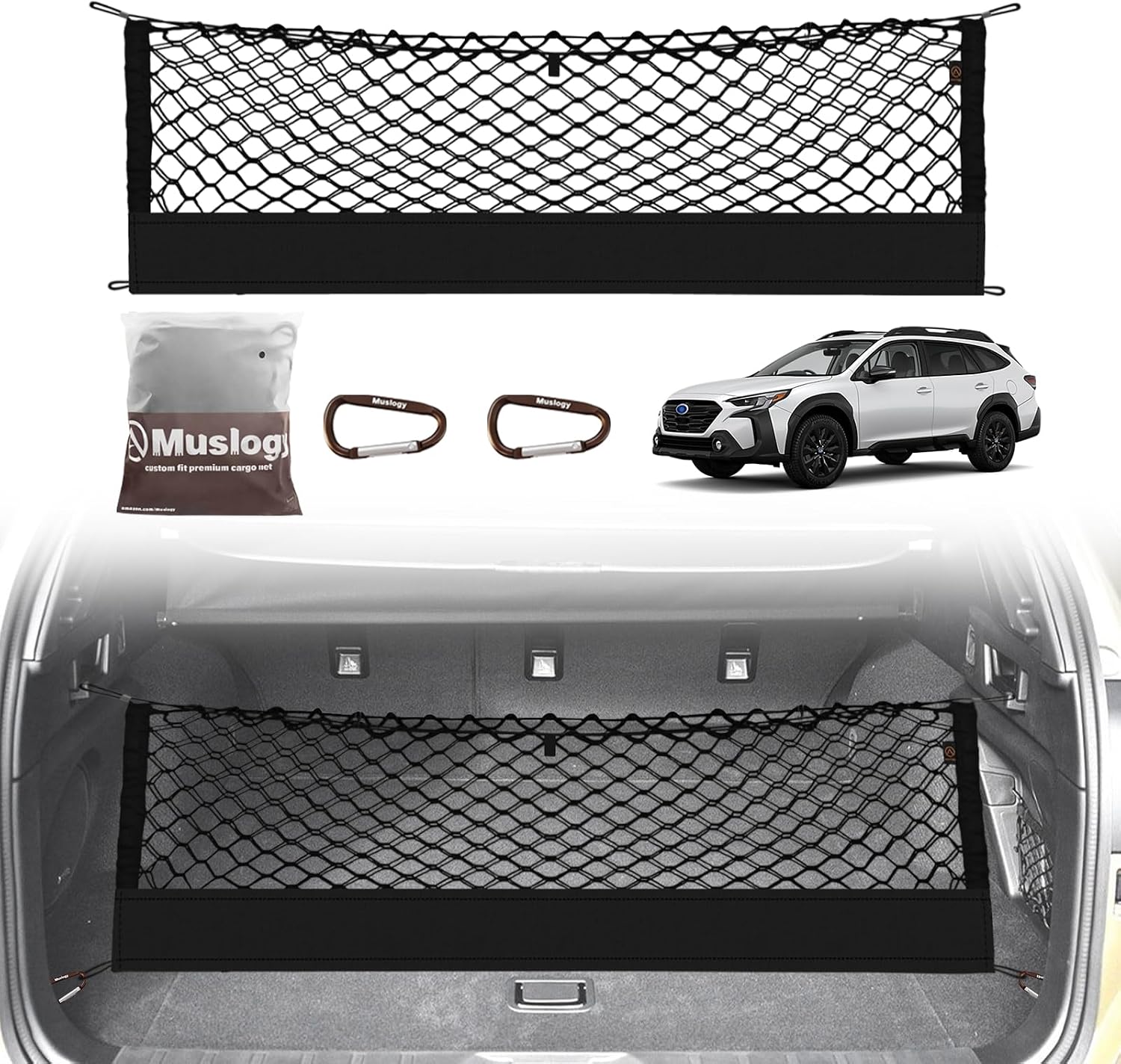 Detalle de Muslogy LockNflex Truck Bed Cargo Net for Subaru Outback (2015–2025) with Heavy-Duty Carabiners