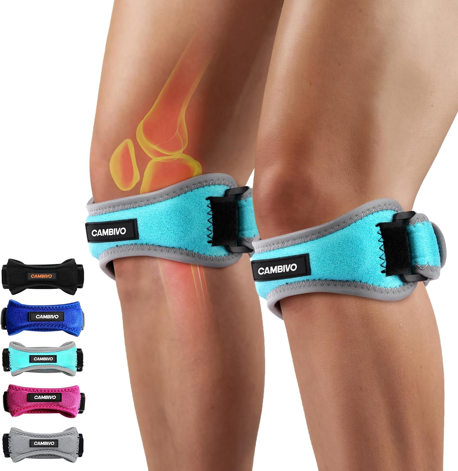 Detalle de CAMBIVO Patella Tendon Knee Straps, 2-Pack Adjustable Support Bands