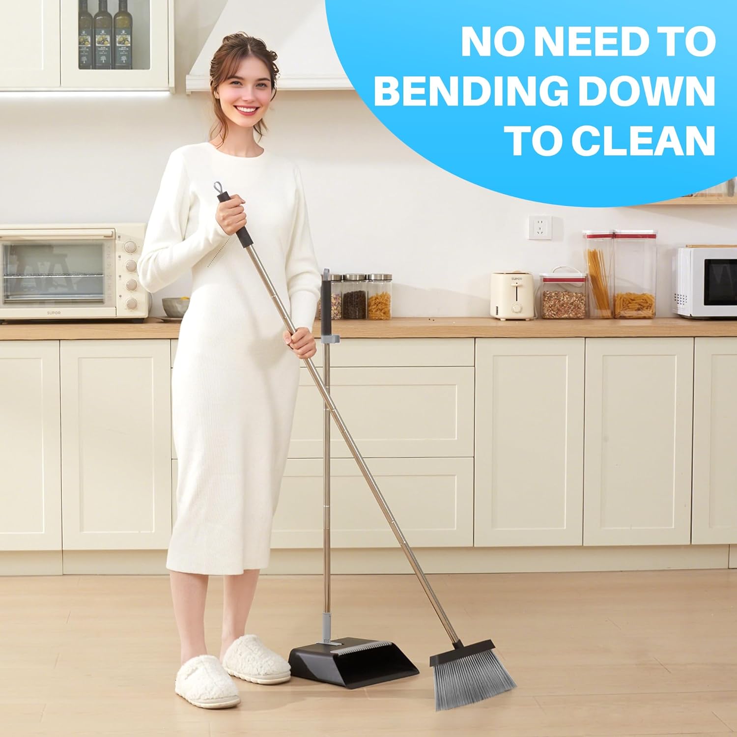 Thumbnail 1 de Joymoop Black Broom & Dustpan Set 60