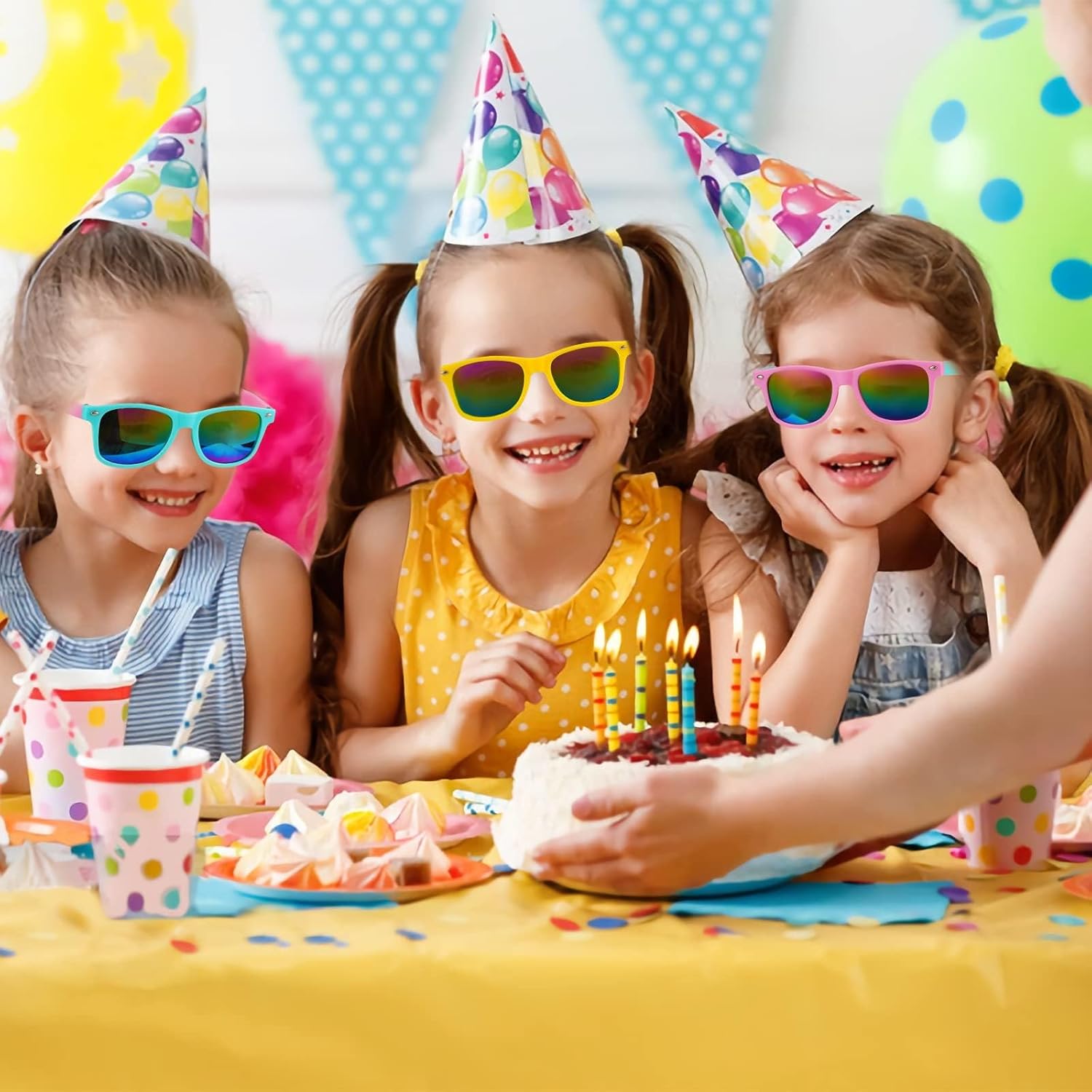 Detalle de SCIONE 24 Pack Kids Neon Sunglasses – Party Bag Fillers for Birthday, Beach and Poolside Fun