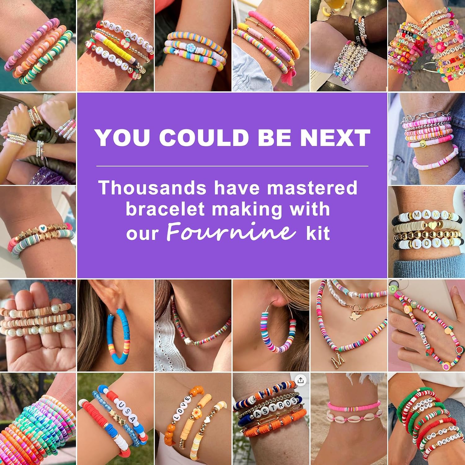 Thumbnail 4 de Fournine 10000 Pcs Clay Beads Bracelet Making Kit – 3 Boxes, 60 Colours, with Letter Beads and Charms