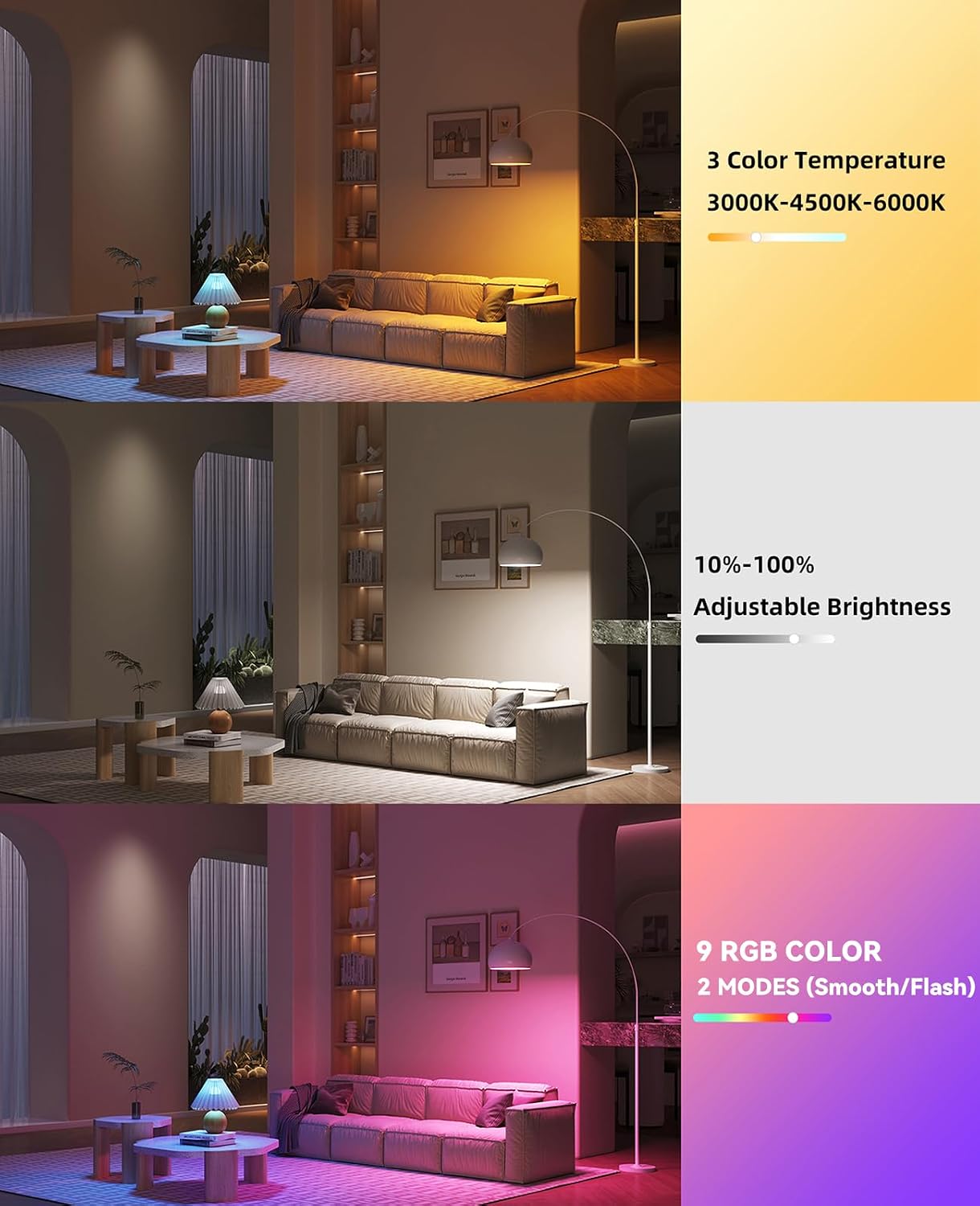 Thumbnail 4 de LED Rechargeable Light Bulb with Remote (Magnetic E27) – 2 Pack, 3 CCT + 9 RGB, 3 Timers