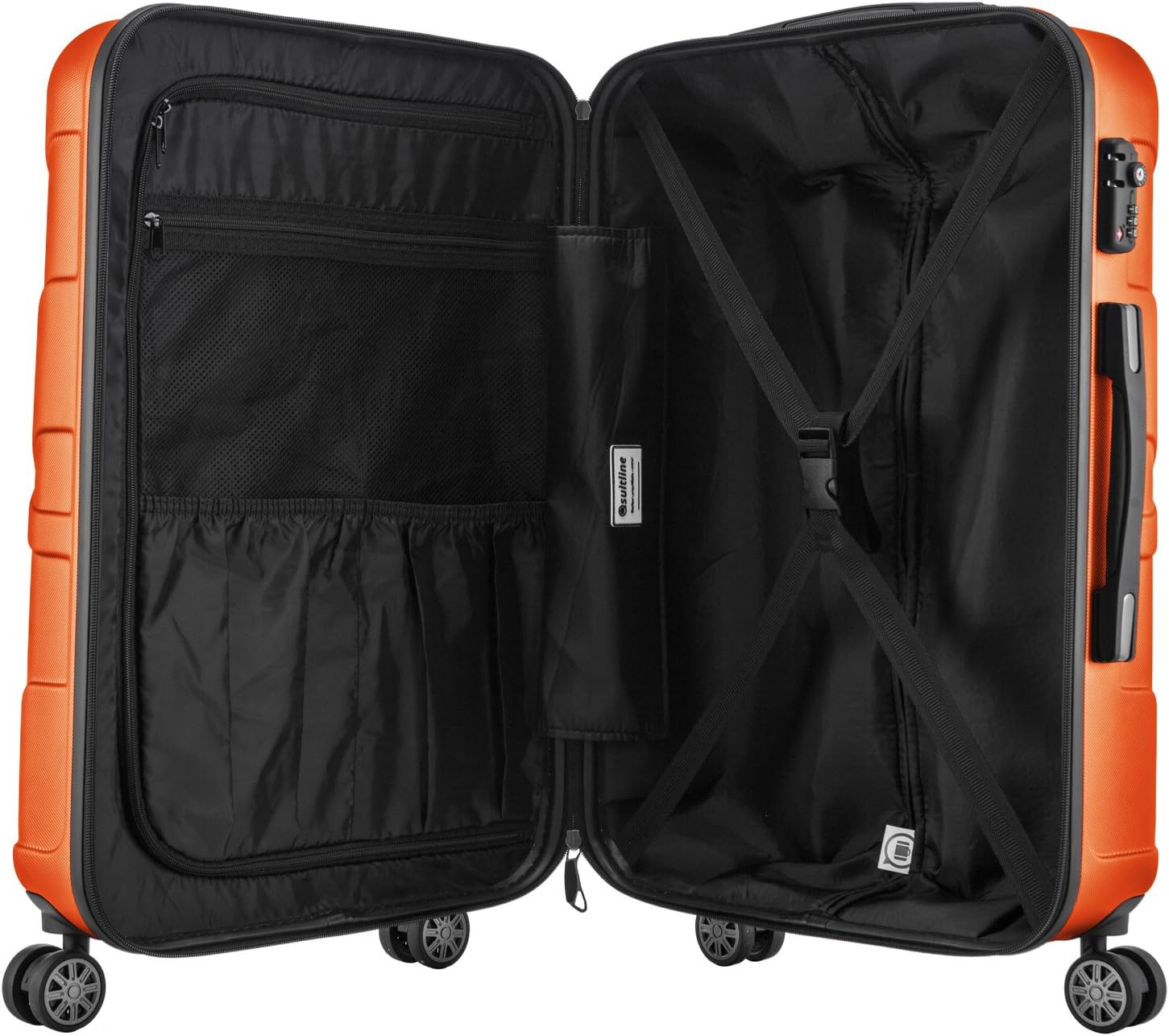 Detalle de SUITLINE Valigia cabina 55 cm in ABS opaco arancione, 4 doppie ruote, TSA