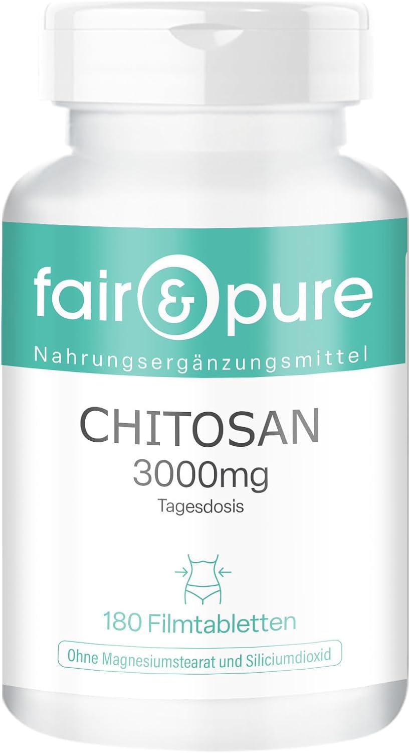 Detalle de Fair & Pure Chitosan 3000mg Tagesdosis – 180 Filmtabletten, in Deutschland hergestellt