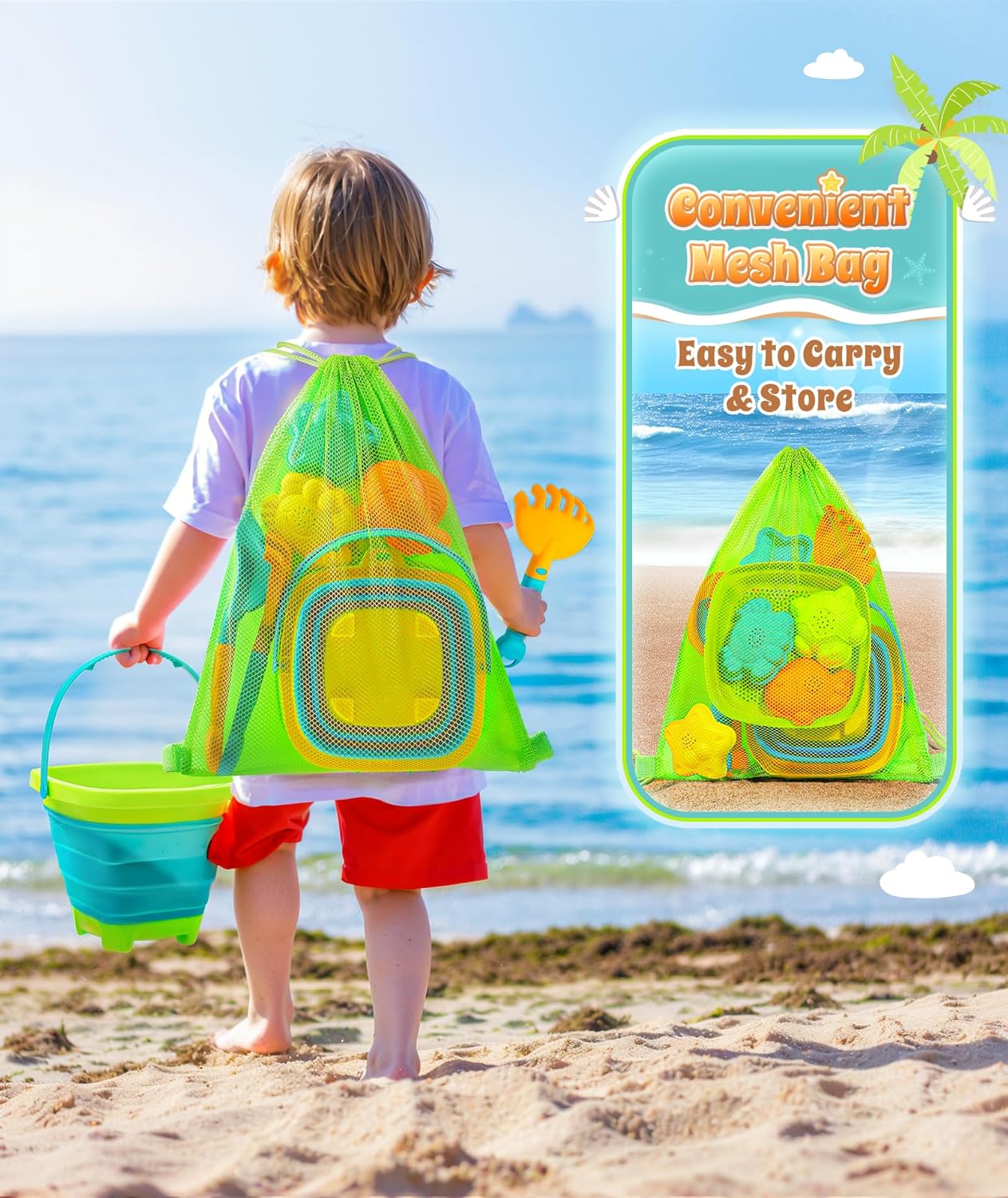 Thumbnail 2 de DUDUCOFU Collapsible Beach Sand Toys Set – 11 Pcs for Kids and Toddlers
