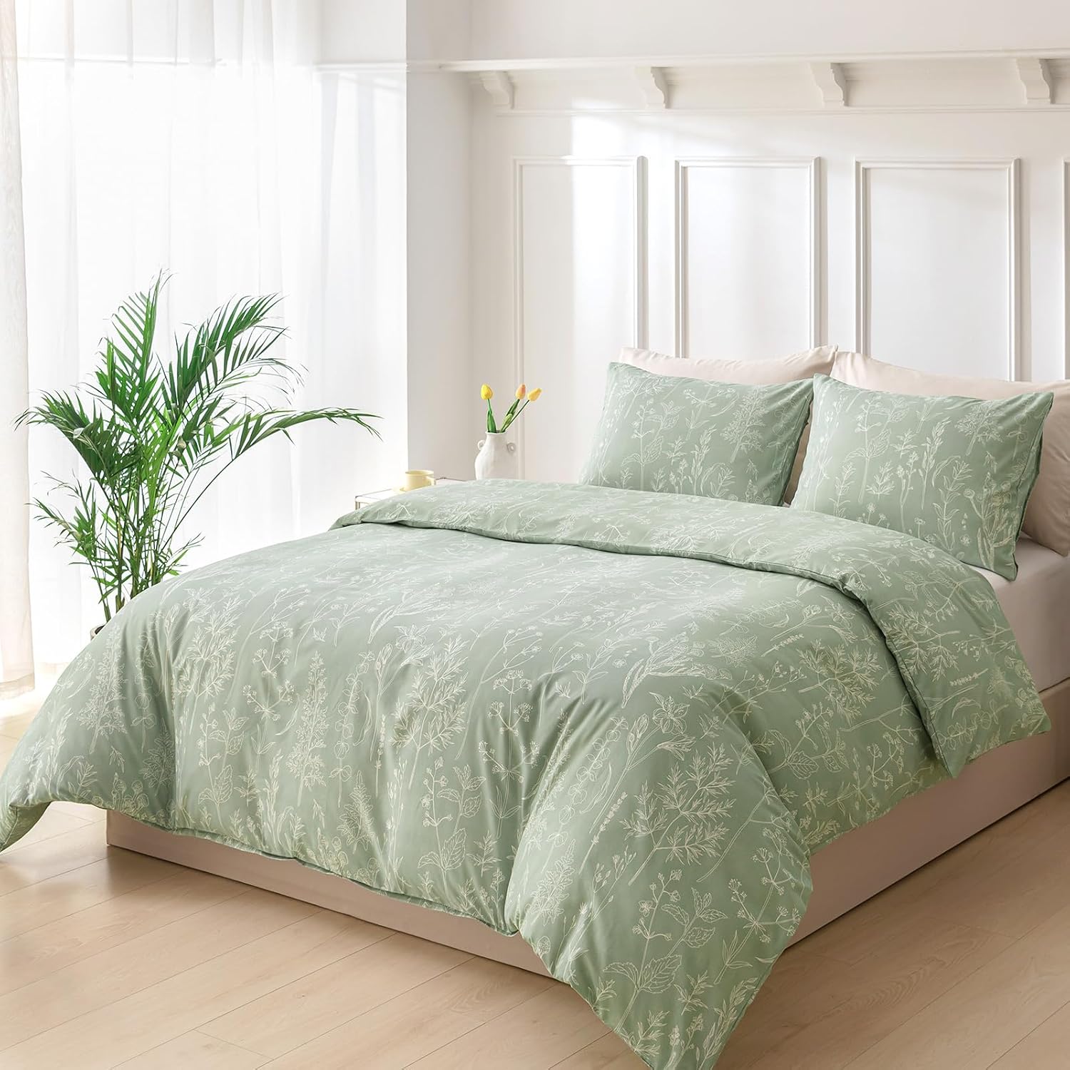 Detalle 2 de Tokokimo Sage Green Single Duvet Cover 135x200 cm