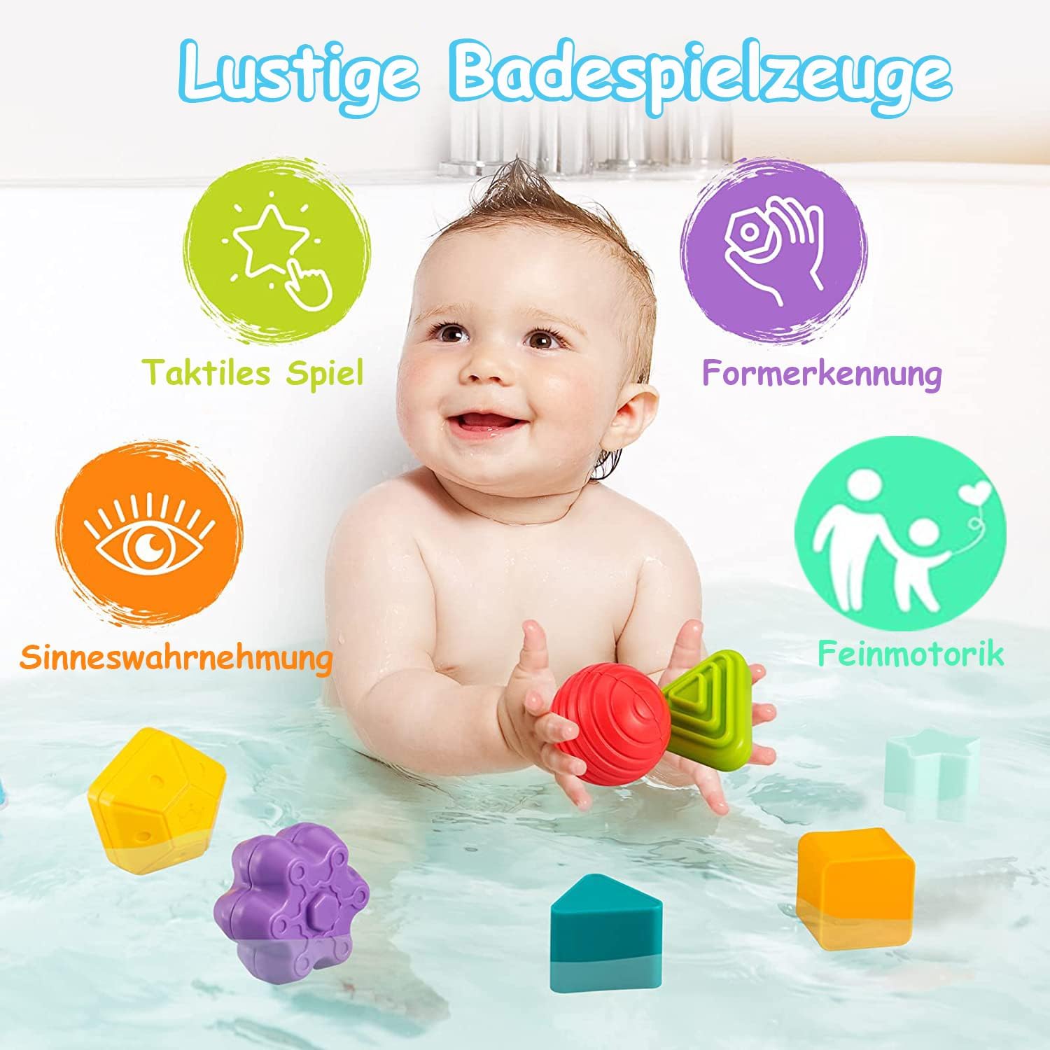 Thumbnail 3 de Montessori Motorikspielzeug ab 1–3 Jahre mit Formensortierset, Bändern & Bällen (Spielzeug für Babys)