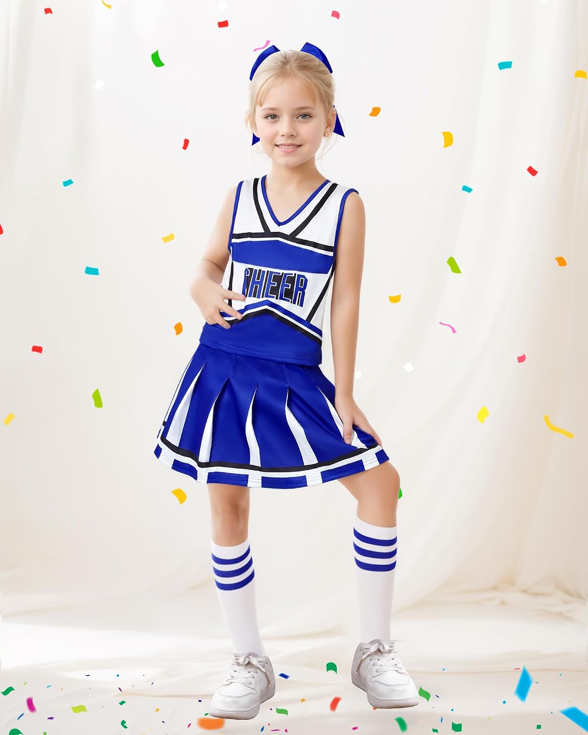 Detalle de WooHand Girls' Cheerleader Costume Set with Pom-Poms and Socks