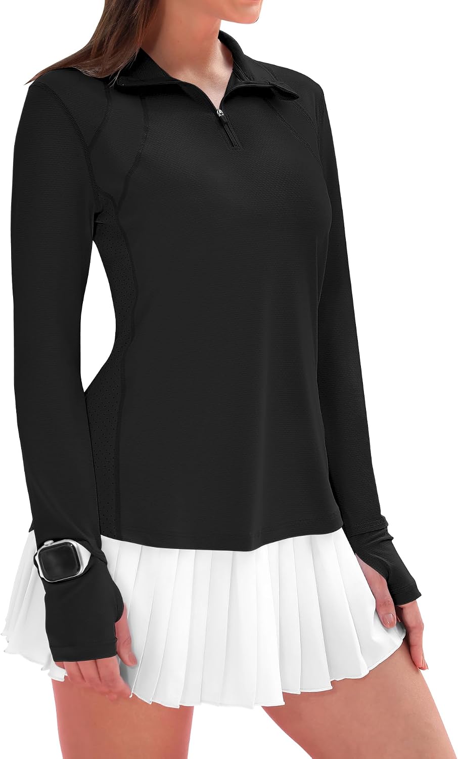 Detalle de IECCP Women’s Long Sleeve Golf Shirt 1/4 Zip with UPF 50+ Sun Protection