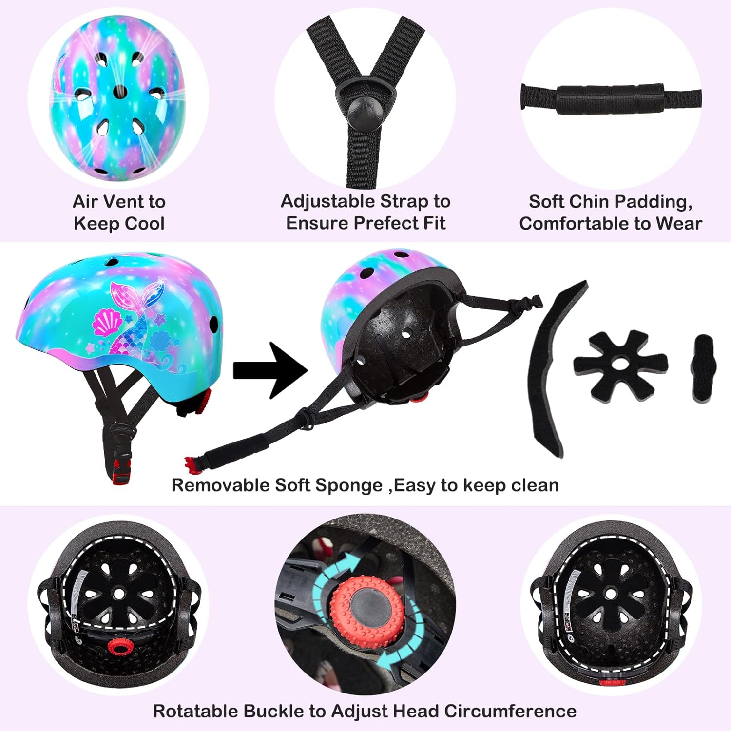 Detalle 2 de Kids Helmet and Pads Set adjustable for ages 3โ8 ๐ดโ