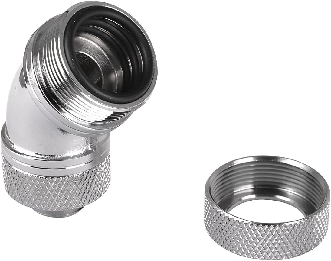 Detalle 2 de Thermaltake Pacific G1/4 PETG Tube 45°-Kurve, 16 mm Außendurchmesser – Chrom
