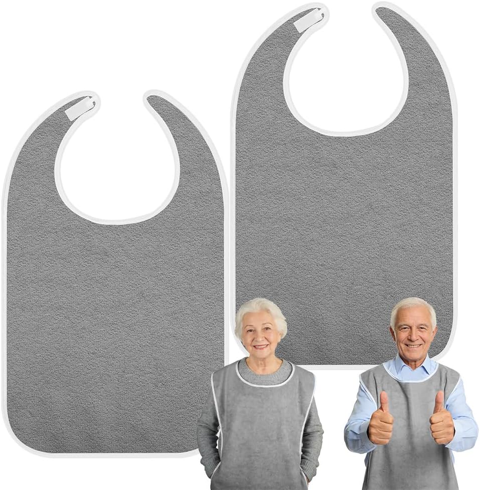 Detalle de Aolso slabbetjes voor volwassenen, 2-pack van badstof, 72 × 44 cm