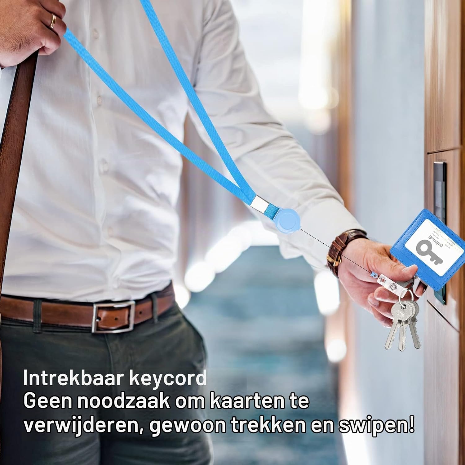 Detalle de Vicloon transparante badgehouder met uittrekbaar koord, dubbelzijdig, lichtblauw