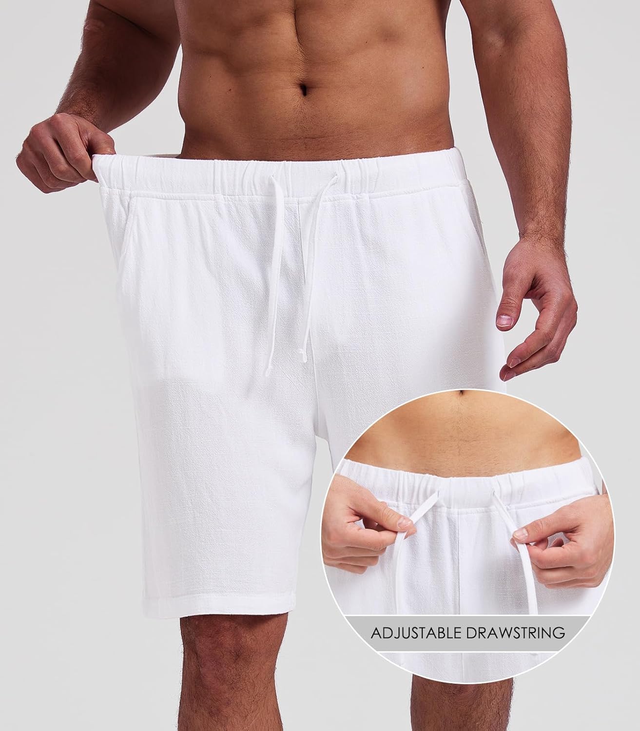 Thumbnail 4 de Zetieny Herren Leinen Shorts mit Kordelzug – atmungsaktive Sommer-Freizeitshorts mit Taschen
