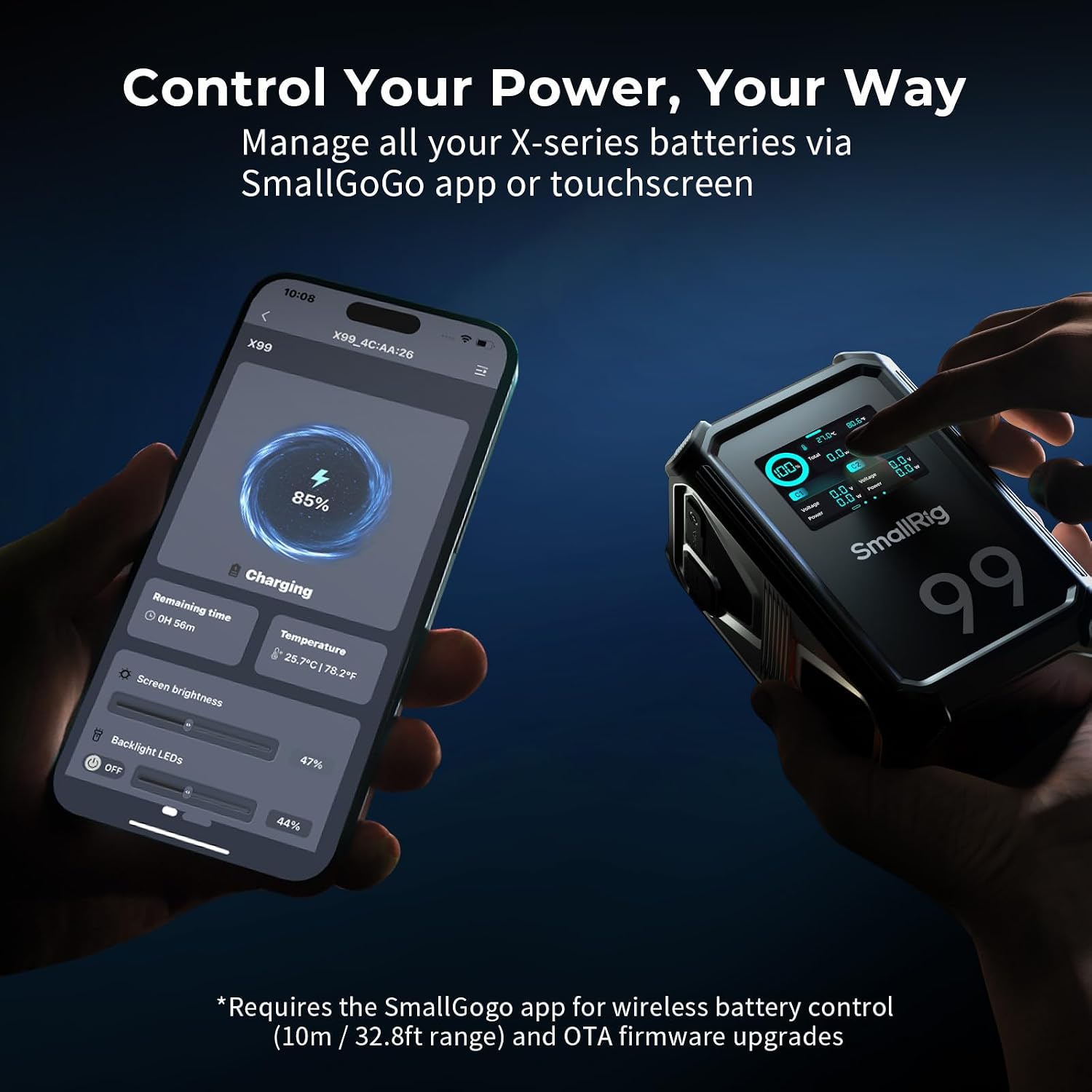 Thumbnail 3 de SmallRig V Mount Battery X99 (99Wh / 6800mAh) with 2.0-inch touchscreen, 100W USB-C and dual D-Tap – 4984