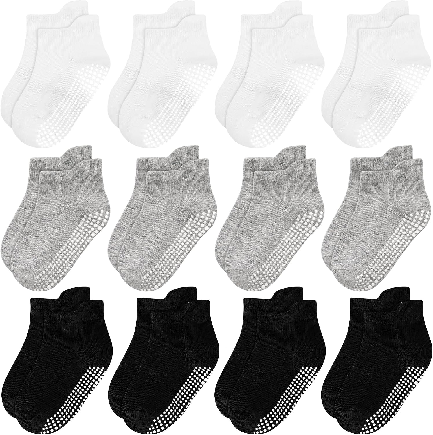 Detalle de ELUTONG Kinder Antirutsch Knöchel Socken, 12 Paar – Baumwolle Stoppersocken mit rutschfester Griffigkeit für Jungen und Mädchen (6 Monate–7 Jahre)