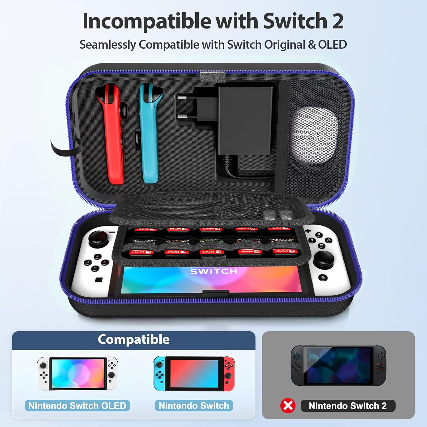 Thumbnail 1 de OIVO Étui rigide de voyage pour Nintendo Switch et OLED — transport sûr, jusqu’à 20 cartouches