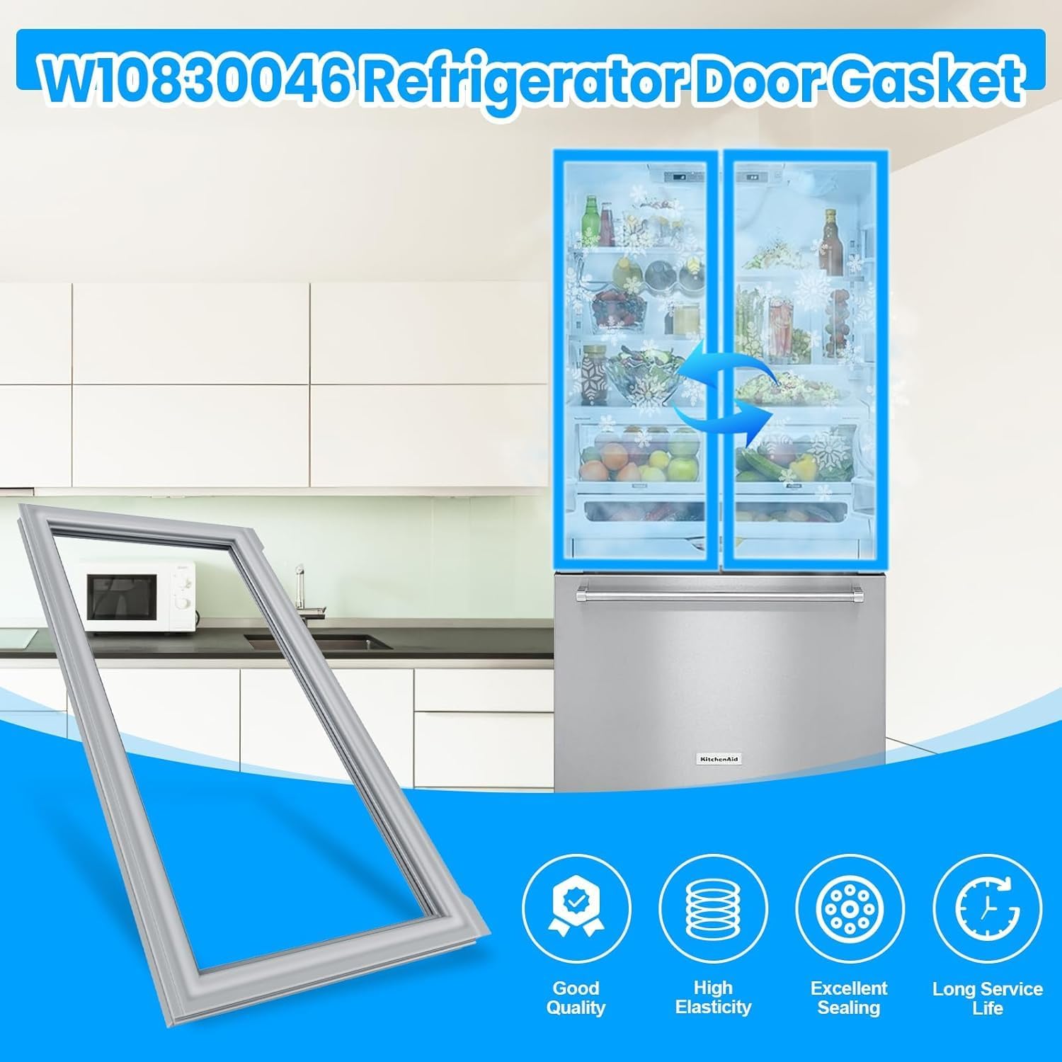 Thumbnail 6 de ALVAR W10830046 Refrigerator Door Gasket with Magnetic Strip, 17.05" x 42.52