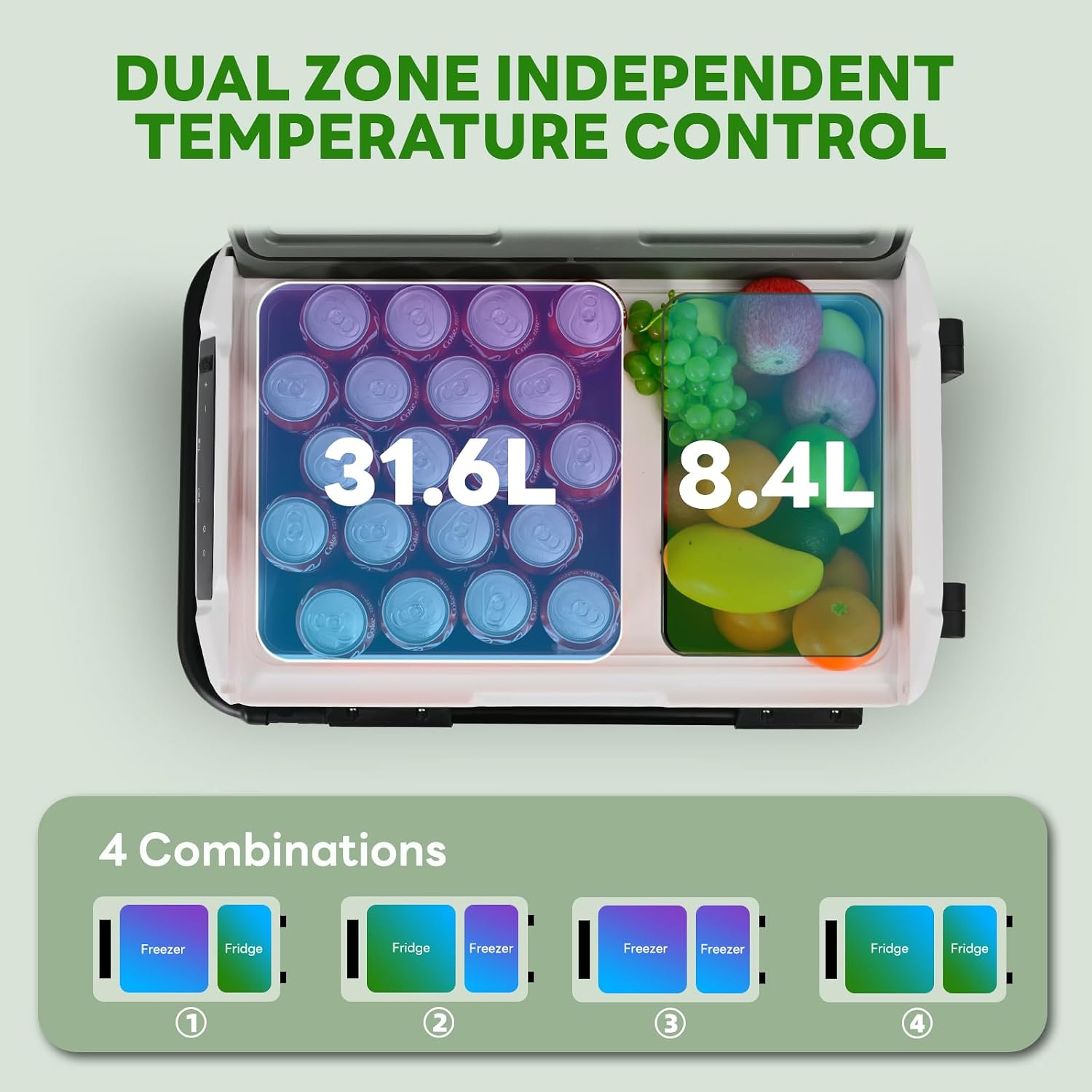 Thumbnail 3 de Alpicool 40L Car Refrigerator with APP Control – Dual Zone Portable 12V/24V Cooler
