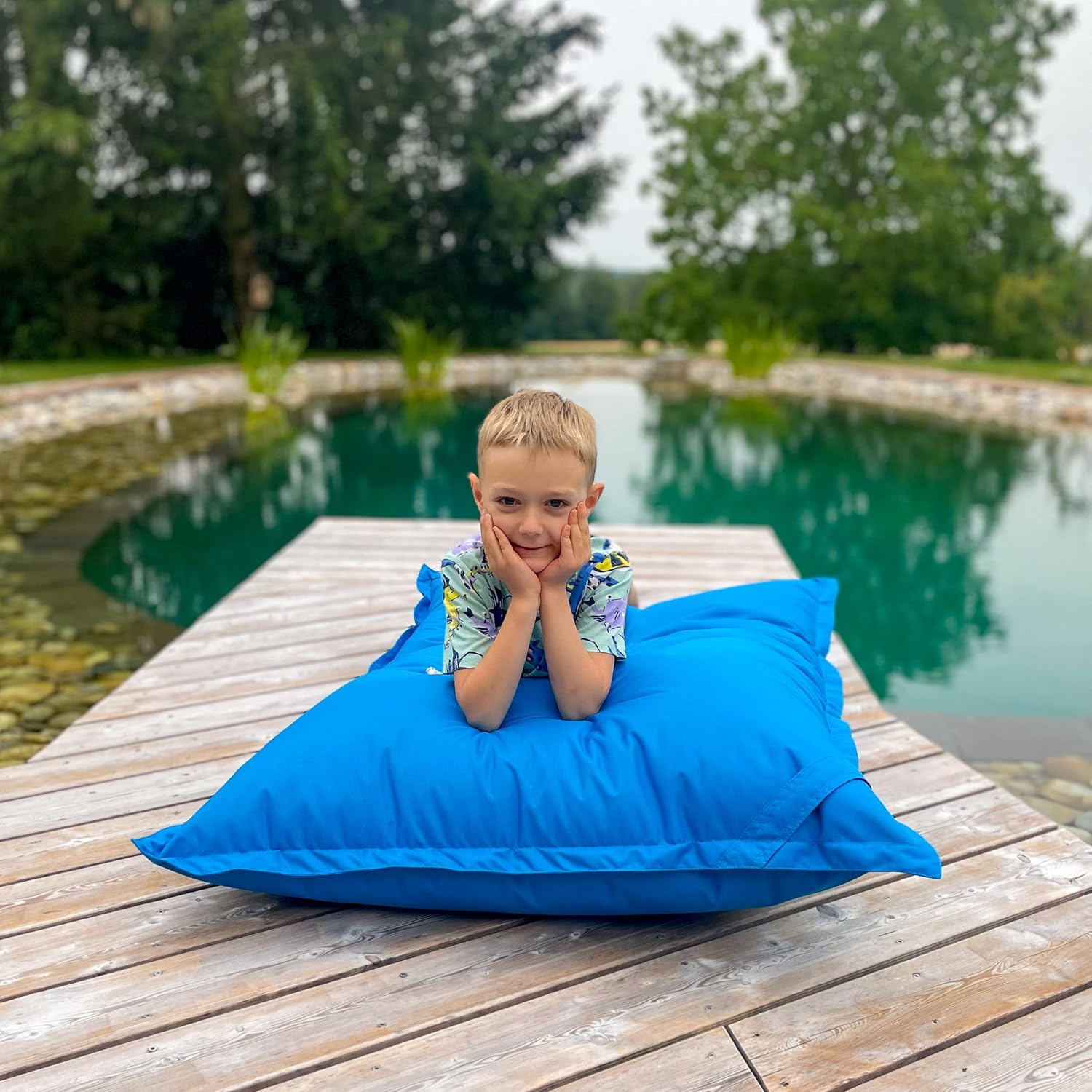Detalle 1 de Bruni Caree Kids Children's Bean Bag, Blue, 140 x 100 cm with Inner Cover