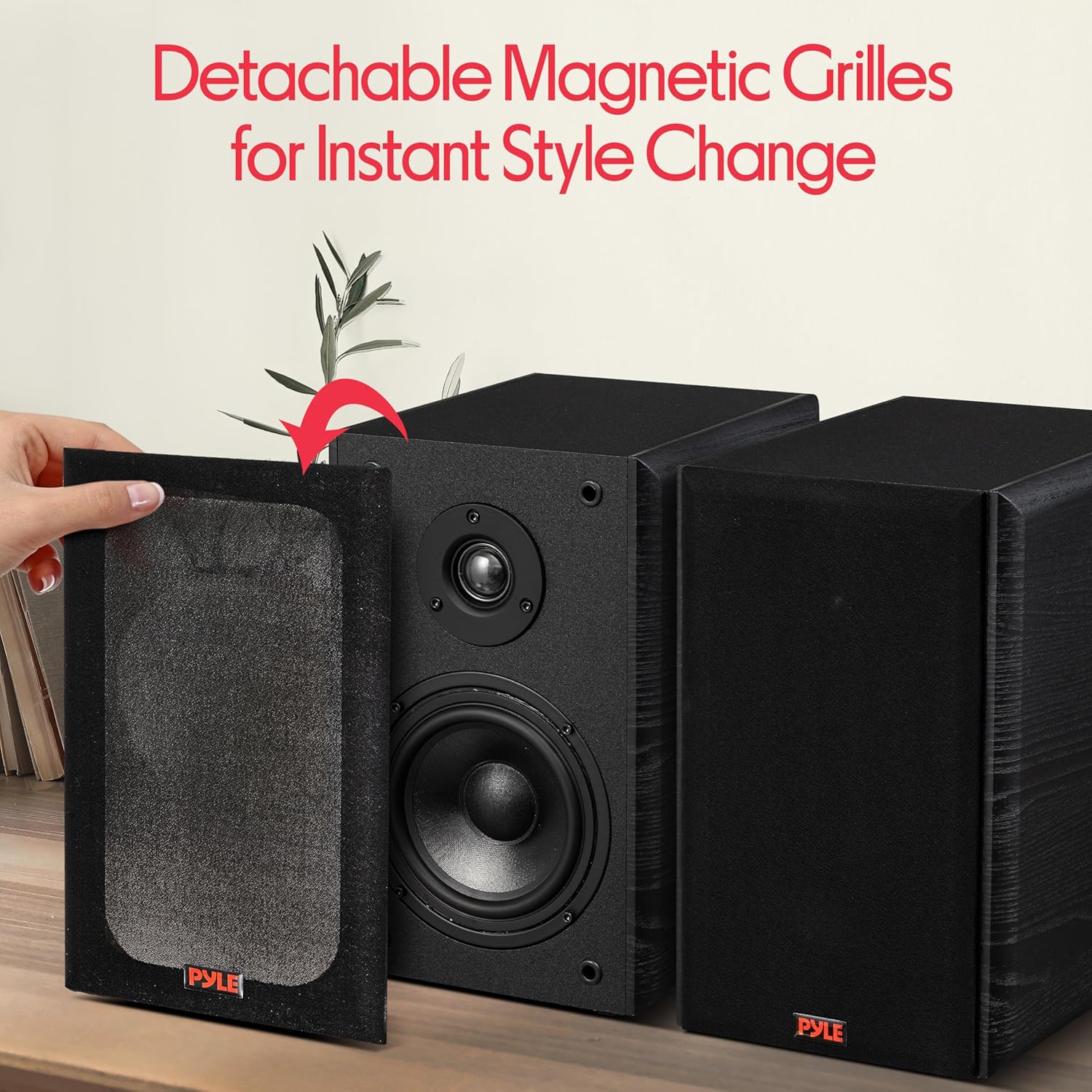 Thumbnail 4 de Pyle Bookshelf Speakers Passive Hi-Fi – 16.5 cm Stereo Speakers with Wall Mount Brackets (200W Max) for Turntables, Vinyl & Home Audio